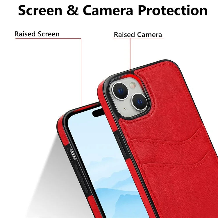 For iPhone 13 mini Case Scratch-Resistant PU+TPU Phone Shell with Card Holder