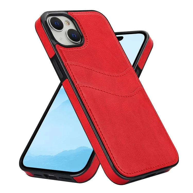 For iPhone 13 mini Case Scratch-Resistant PU+TPU Phone Shell with Card Holder