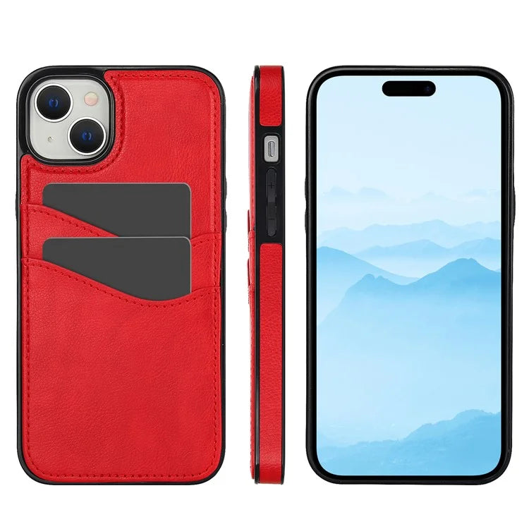 For iPhone 13 mini Case Scratch-Resistant PU+TPU Phone Shell with Card Holder
