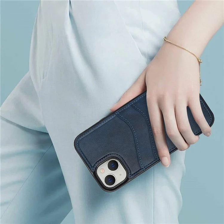 For iPhone 13 mini Case Scratch-Resistant PU+TPU Phone Shell with Card Holder