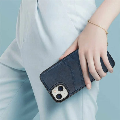 For iPhone 13 mini Case Scratch-Resistant PU+TPU Phone Shell with Card Holder