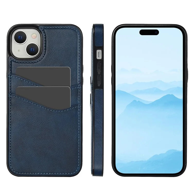 For iPhone 13 mini Case Scratch-Resistant PU+TPU Phone Shell with Card Holder