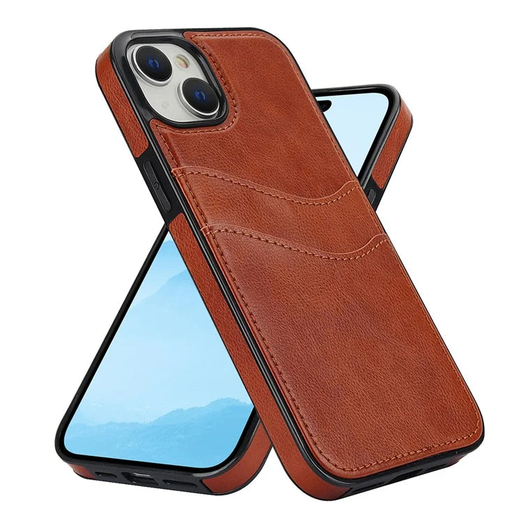 For iPhone 13 mini Case Scratch-Resistant PU+TPU Phone Shell with Card Holder