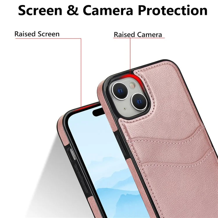 For iPhone 13 mini Case Scratch-Resistant PU+TPU Phone Shell with Card Holder