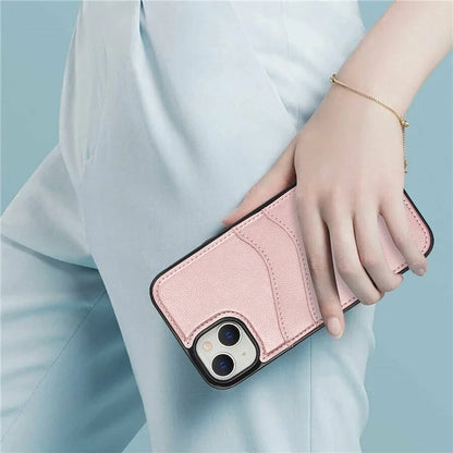 For iPhone 13 mini Case Scratch-Resistant PU+TPU Phone Shell with Card Holder
