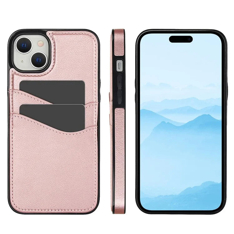 For iPhone 13 mini Case Scratch-Resistant PU+TPU Phone Shell with Card Holder