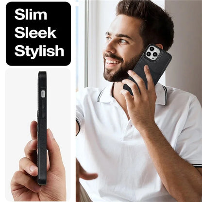 For iPhone 12 / 12 Pro Case Card Holder PU+TPU Phone Shell