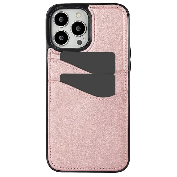 For iPhone 12 / 12 Pro Case Card Holder PU+TPU Phone Shell