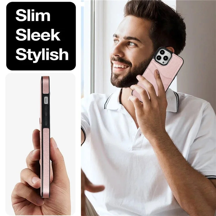 For iPhone 12 / 12 Pro Case Card Holder PU+TPU Phone Shell