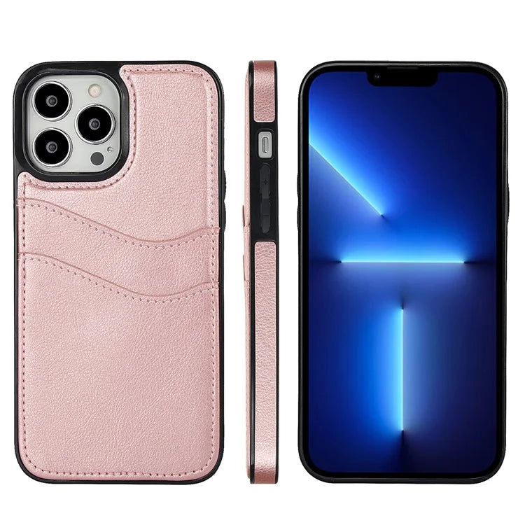 For iPhone 12 / 12 Pro Case Card Holder PU+TPU Phone Shell