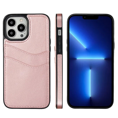 For iPhone 12 / 12 Pro Case Card Holder PU+TPU Phone Shell