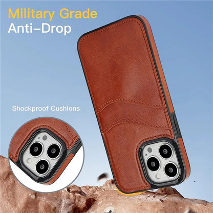 For iPhone 12 / 12 Pro Case Card Holder PU+TPU Phone Shell