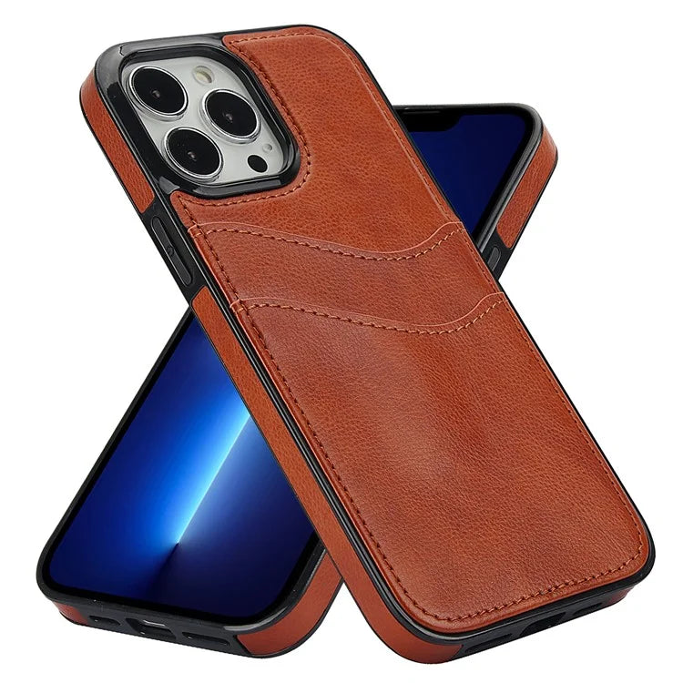 For iPhone 12 / 12 Pro Case Card Holder PU+TPU Phone Shell