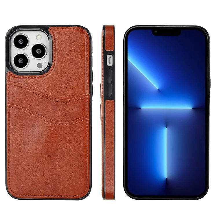 For iPhone 12 / 12 Pro Case Card Holder PU+TPU Phone Shell