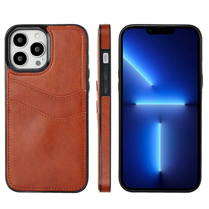 For iPhone 12 / 12 Pro Case Card Holder PU+TPU Phone Shell