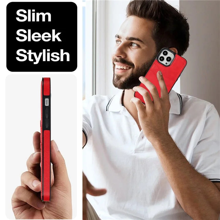 For iPhone 12 / 12 Pro Case Card Holder PU+TPU Phone Shell