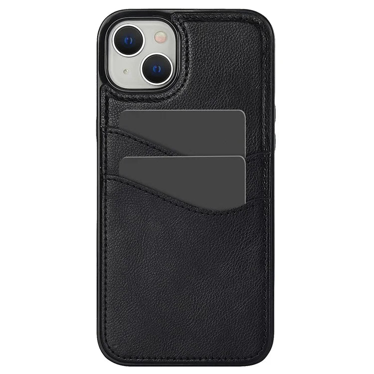 For iPhone 13 / 14 Case Anti-Scratch PU+TPU Card Holder Phone Cover