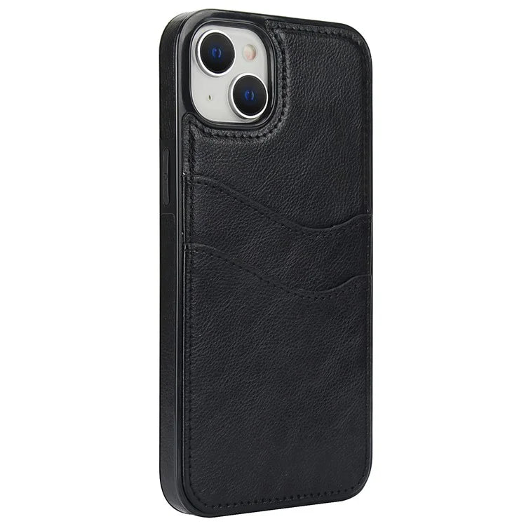 For iPhone 13 / 14 Case Anti-Scratch PU+TPU Card Holder Phone Cover