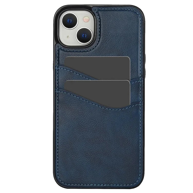 For iPhone 13 / 14 Case Anti-Scratch PU+TPU Card Holder Phone Cover