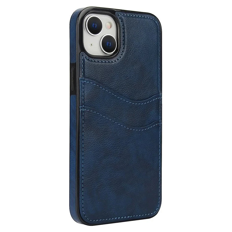 For iPhone 13 / 14 Case Anti-Scratch PU+TPU Card Holder Phone Cover