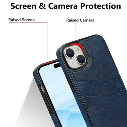 For iPhone 13 / 14 Case Anti-Scratch PU+TPU Card Holder Phone Cover
