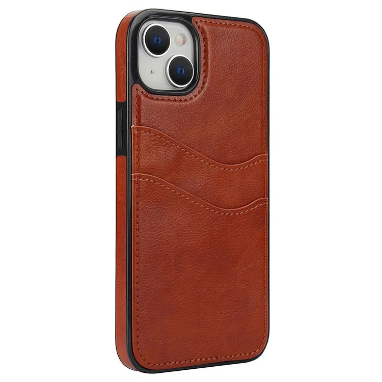For iPhone 13 / 14 Case Anti-Scratch PU+TPU Card Holder Phone Cover