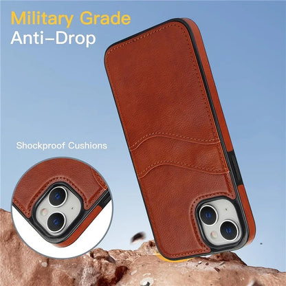 For iPhone 13 / 14 Case Anti-Scratch PU+TPU Card Holder Phone Cover