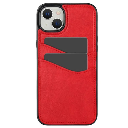 For iPhone 13 / 14 Case Anti-Scratch PU+TPU Card Holder Phone Cover