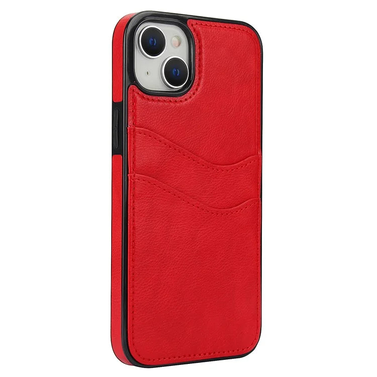 For iPhone 13 / 14 Case Anti-Scratch PU+TPU Card Holder Phone Cover