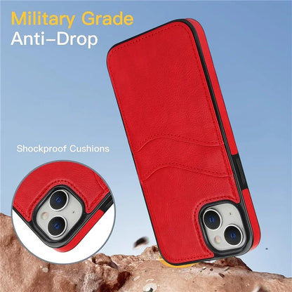 For iPhone 13 / 14 Case Anti-Scratch PU+TPU Card Holder Phone Cover