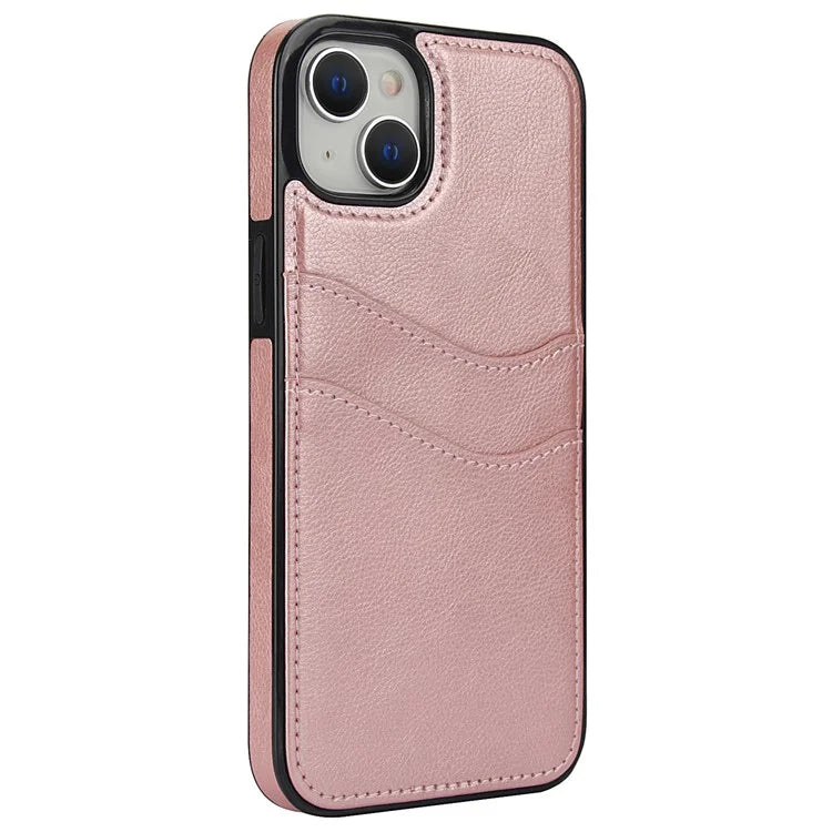 For iPhone 13 / 14 Case Anti-Scratch PU+TPU Card Holder Phone Cover