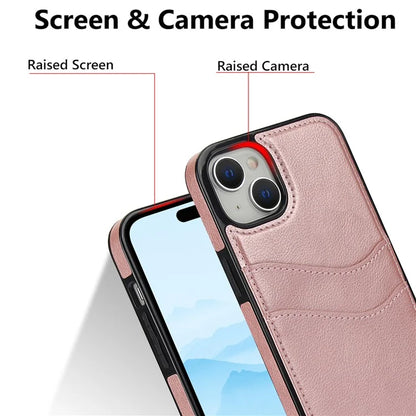 For iPhone 13 / 14 Case Anti-Scratch PU+TPU Card Holder Phone Cover