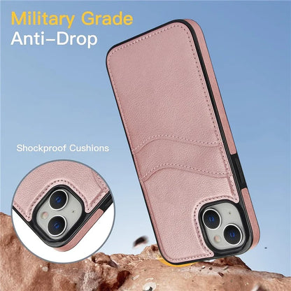 For iPhone 13 / 14 Case Anti-Scratch PU+TPU Card Holder Phone Cover