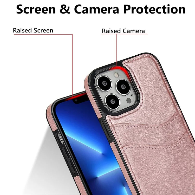 For iPhone 12 Pro Max Case Shockproof PU+TPU Phone Shell with Card Holder