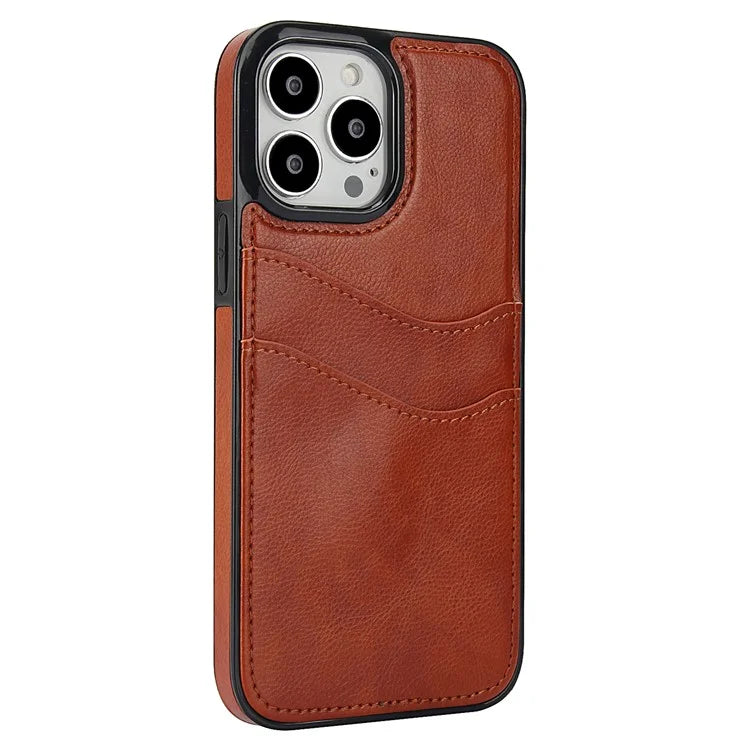 For iPhone 12 Pro Max Case Shockproof PU+TPU Phone Shell with Card Holder
