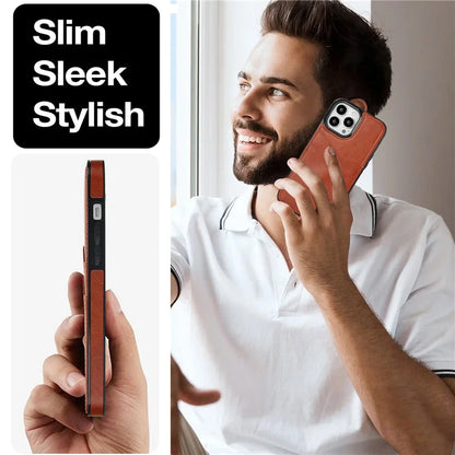 For iPhone 12 Pro Max Case Shockproof PU+TPU Phone Shell with Card Holder