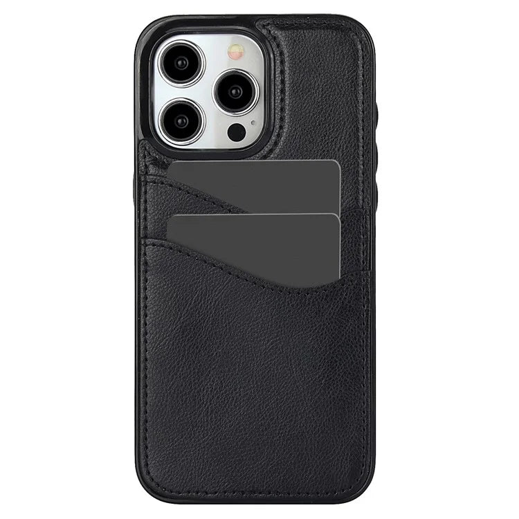 For iPhone 15 Pro Case PU+TPU Phone Shell with Card Slot