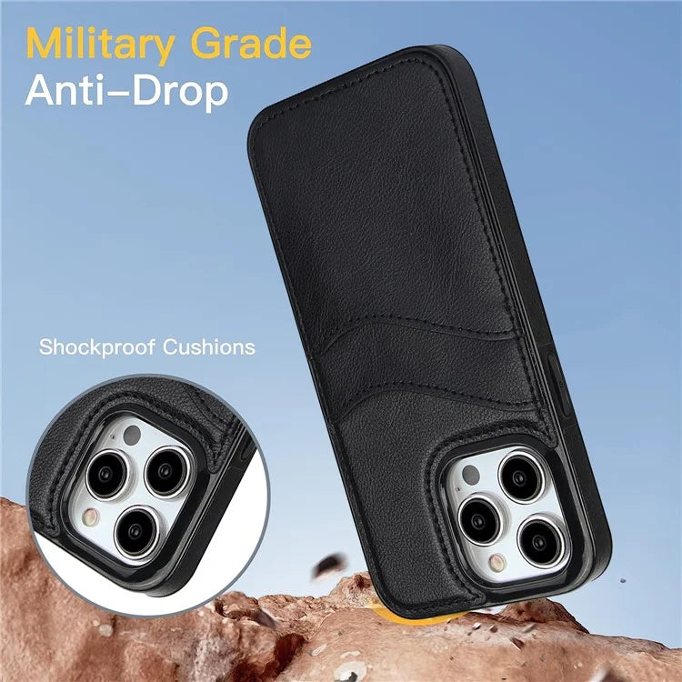 For iPhone 15 Pro Case PU+TPU Phone Shell with Card Slot