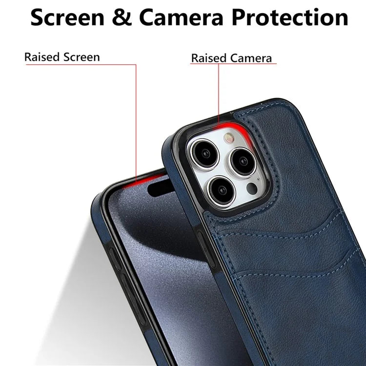 For iPhone 15 Pro Case PU+TPU Phone Shell with Card Slot