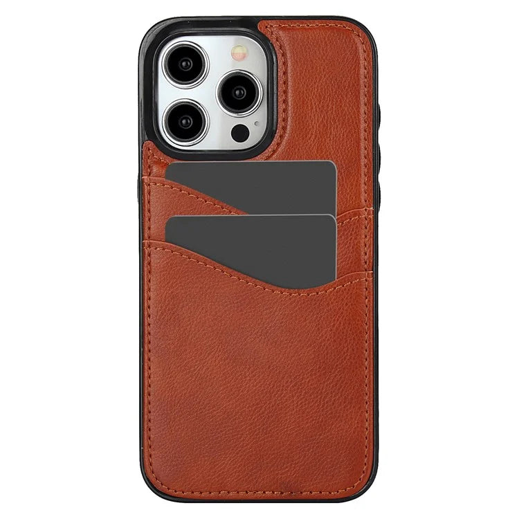 For iPhone 15 Pro Case PU+TPU Phone Shell with Card Slot