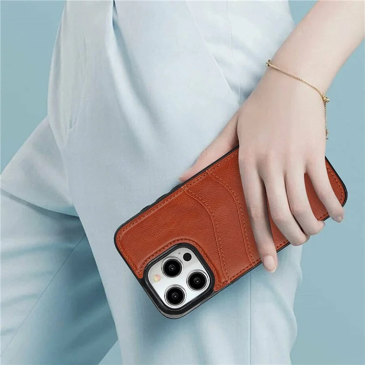 For iPhone 15 Pro Case PU+TPU Phone Shell with Card Slot