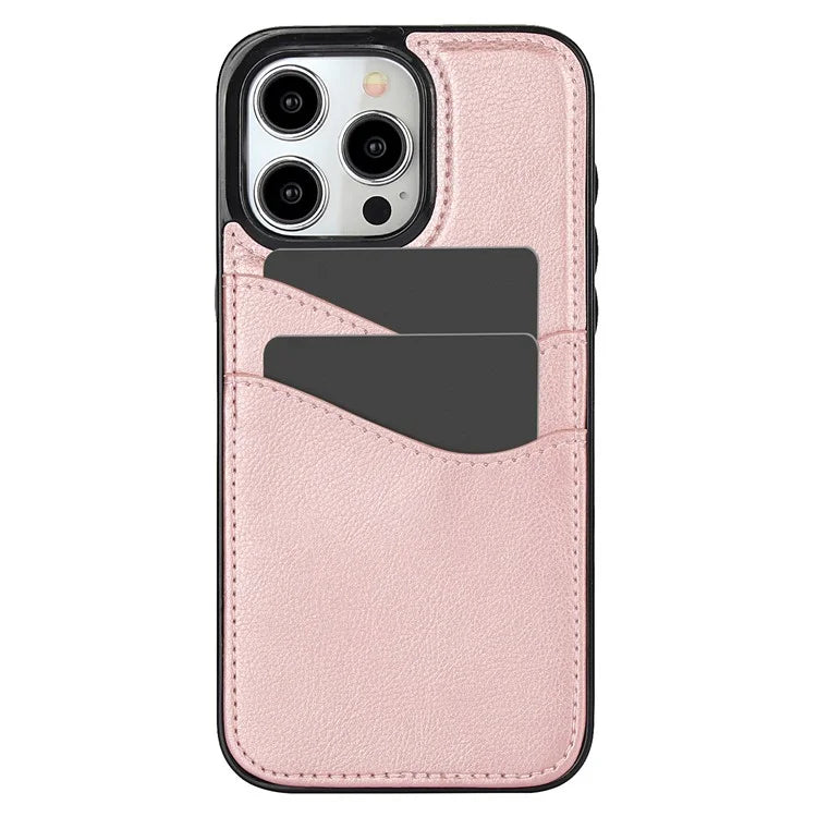 For iPhone 15 Pro Case PU+TPU Phone Shell with Card Slot
