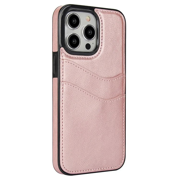 For iPhone 15 Pro Case PU+TPU Phone Shell with Card Slot