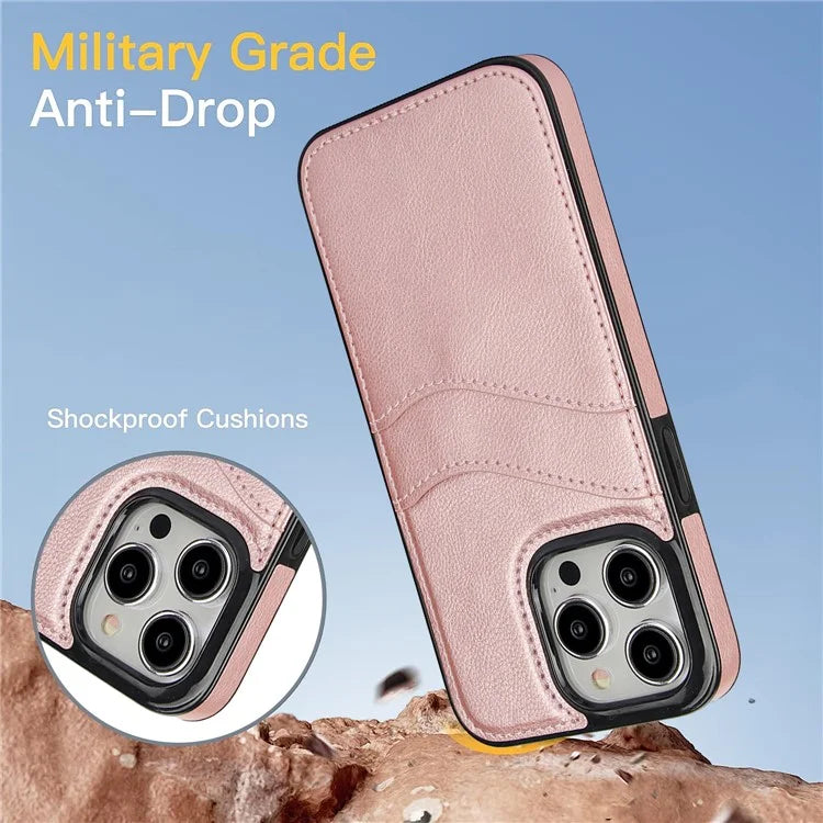 For iPhone 15 Pro Case PU+TPU Phone Shell with Card Slot