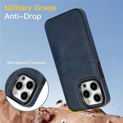For iPhone 14 Pro Max Case Card Slot Anti-Drop PU+TPU Phone Protector