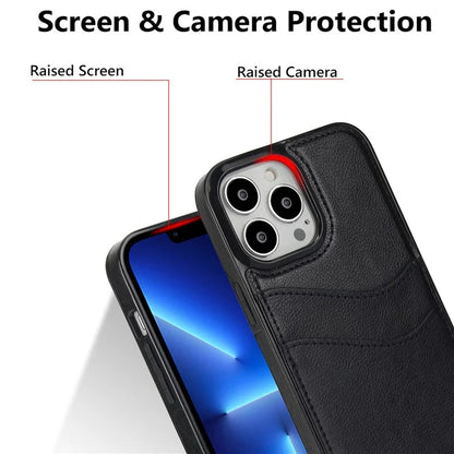 For iPhone 13 Pro Shockproof Case Card Holder PU+TPU Phone Case