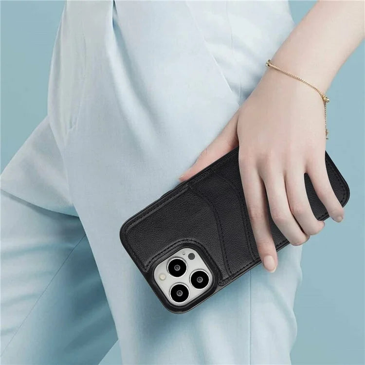 For iPhone 13 Pro Shockproof Case Card Holder PU+TPU Phone Case