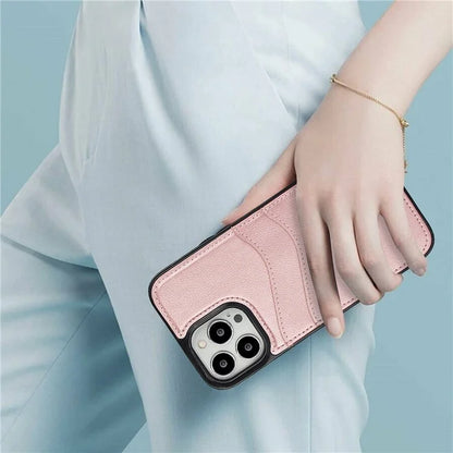 For iPhone 13 Pro Shockproof Case Card Holder PU+TPU Phone Case
