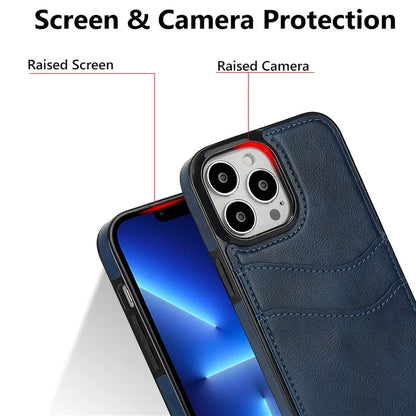 For iPhone 13 Pro Shockproof Case Card Holder PU+TPU Phone Case