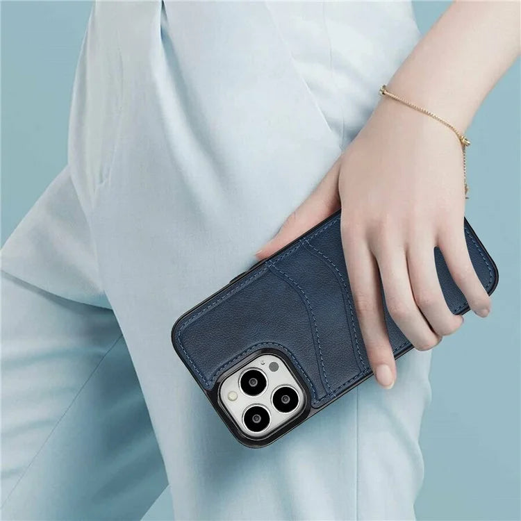 For iPhone 13 Pro Shockproof Case Card Holder PU+TPU Phone Case